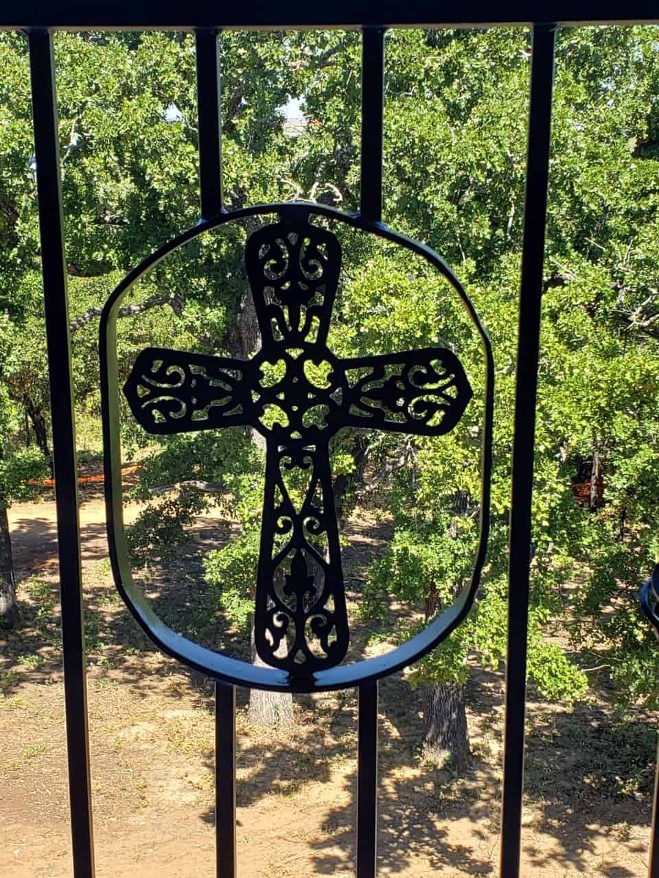 Custom wrought iron gate, cross detail